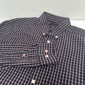 UNTUCKit Tardeli Navy Plaid‎ Regular Fit Cotton Button Down Size Large